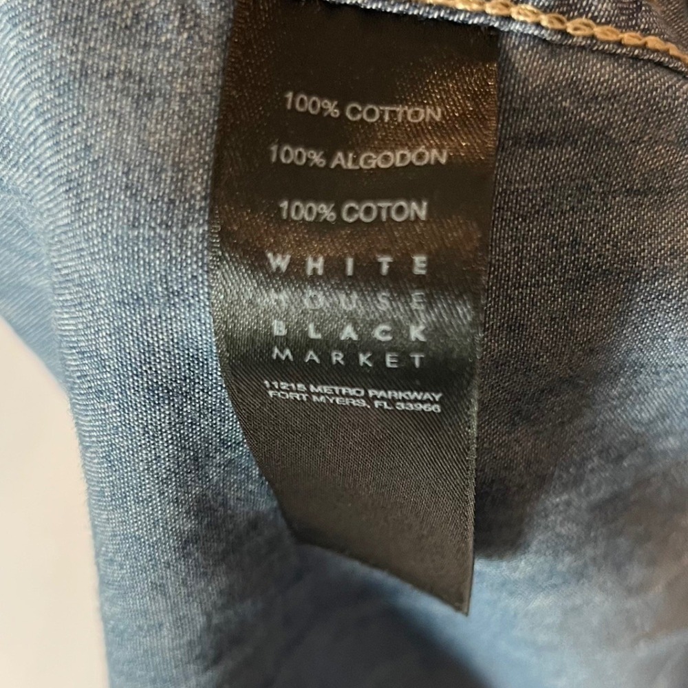 White House Black Market Denim Button-Down Shirt - Blue - Picture 4 of 7